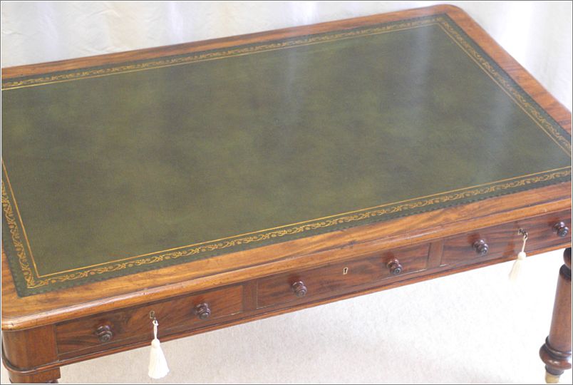 3050 Antique Victorian Mahogany Six Drawer Library Table (5)